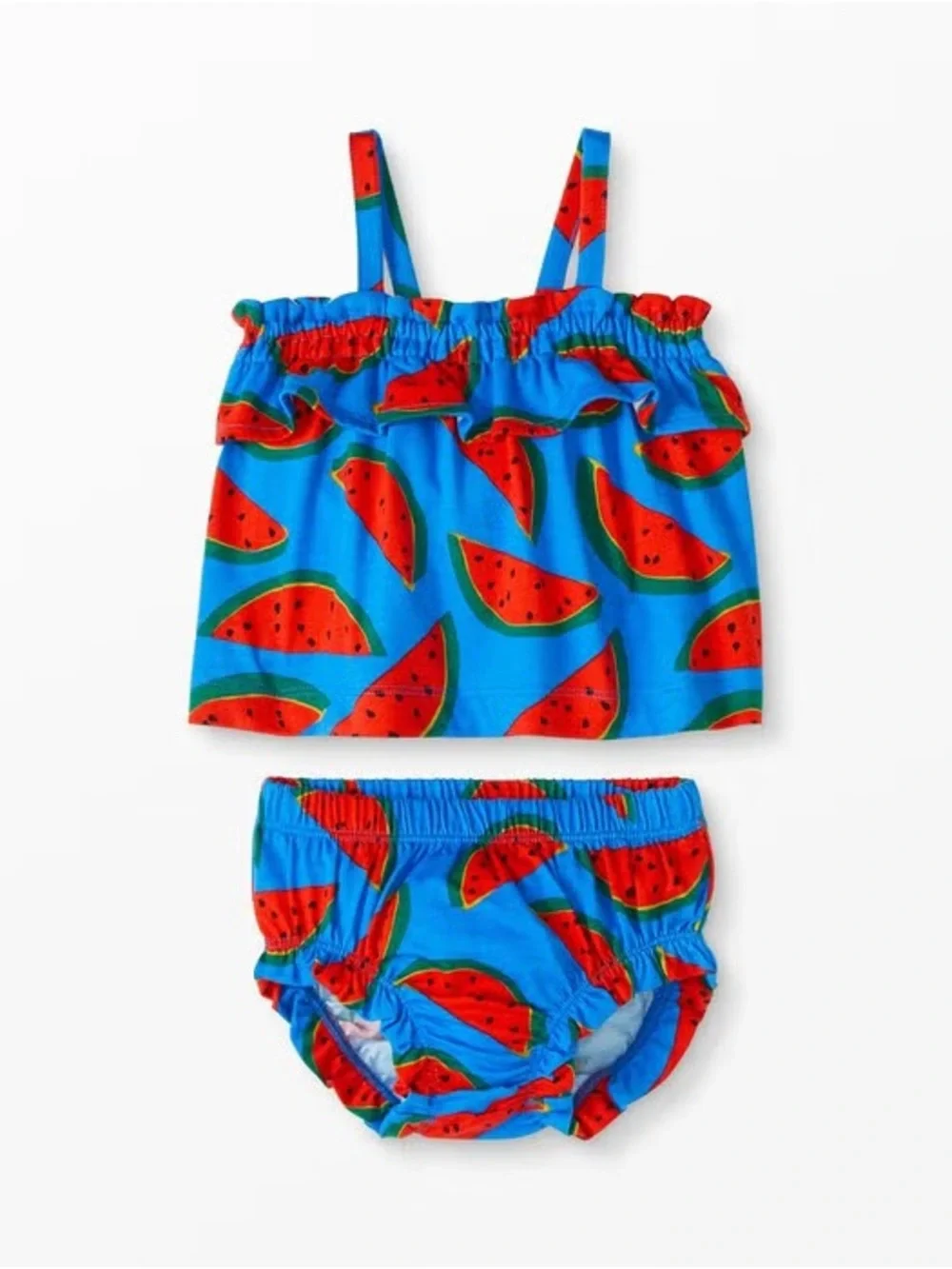 Hanna Andersson 100% Cotton Watermelon Tie-Shoulder Top & Bubble Shorts Set 2T